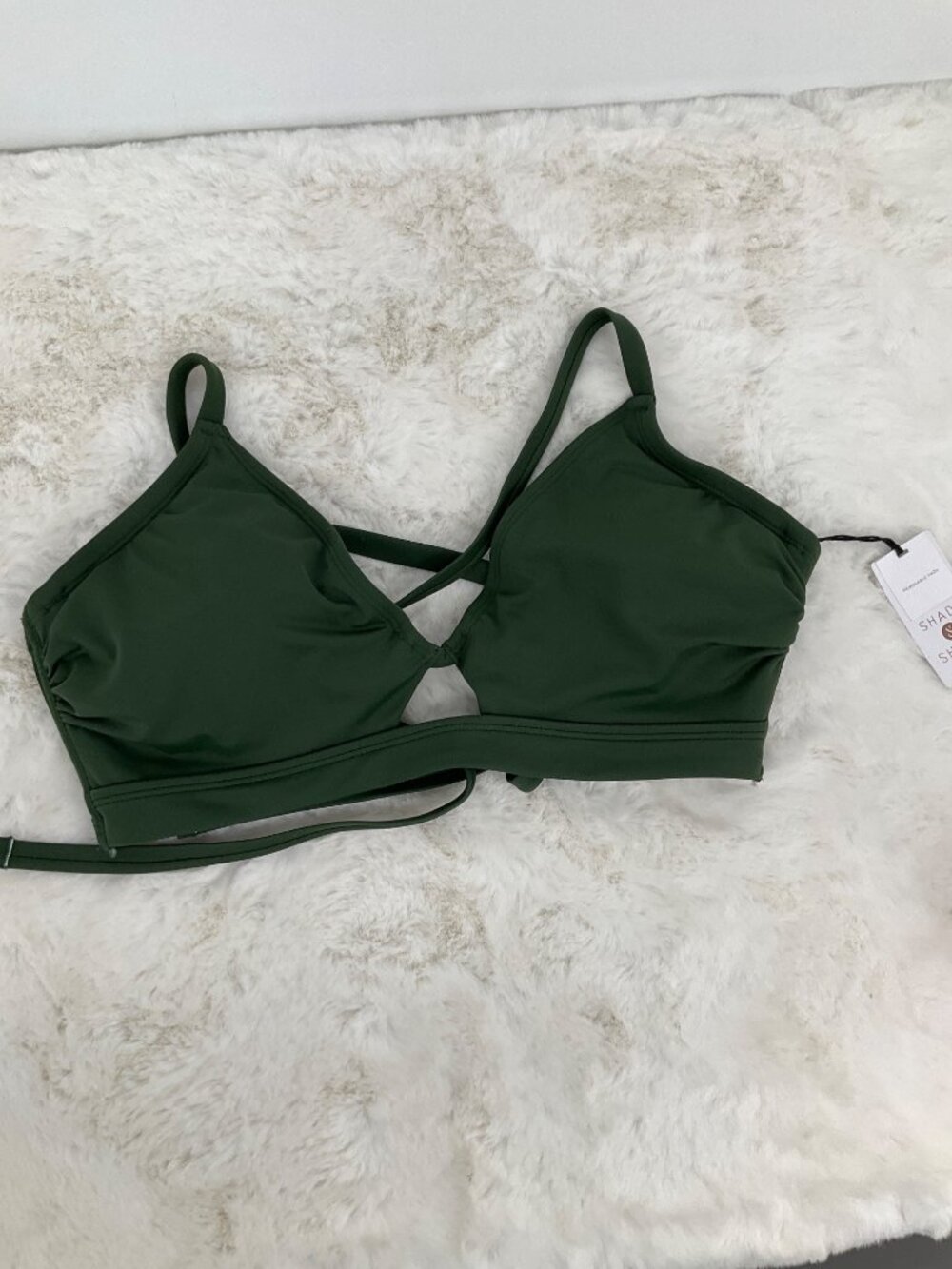 Shade & Shore 38D Longline Underwire Bikini Top, Dark Green NEW - Picture 3 of 8